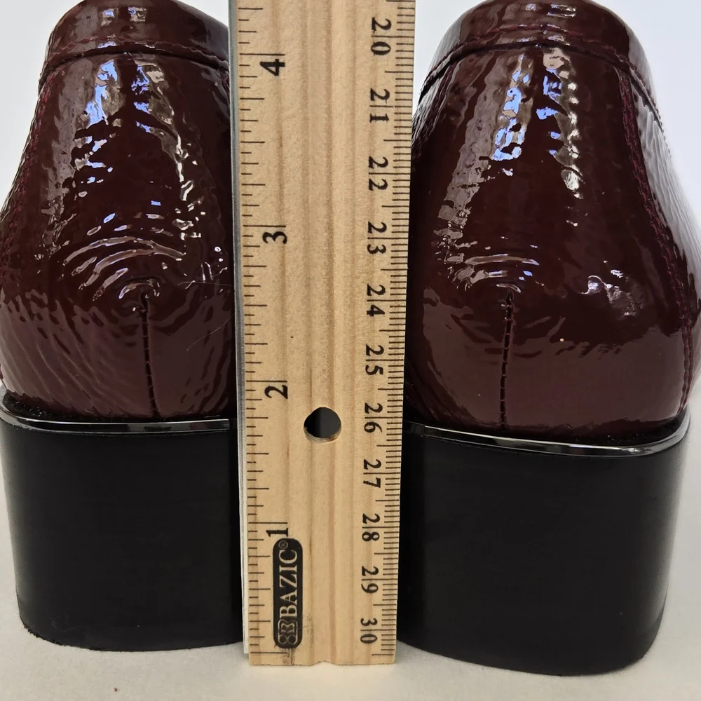 Donald J. Pliner Glossy Patent Leather Maroon Loafers with Tassels